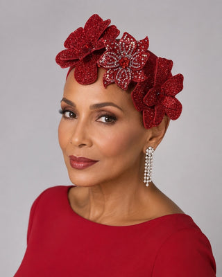 Red Glitter Floral Crown Headpiece