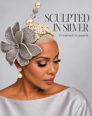 SEM-125-Pearl headband with rhinestone Flower