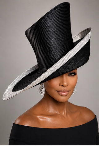 AGS-109 Black & Silver Sculptural Hat