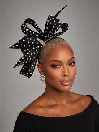JUY-303 Rhinestone Pearl Bow Fascinator