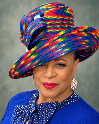 OCM-11 Royal Blue Rainbow Swirl Brim Hat with Crystal Pins