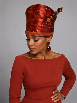 JUY-803-Rust Woven Beaded Pillbox